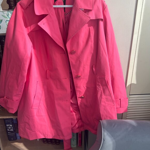 kate spade Single-Breasted Pleated Back Trench rain Coat jacket pink size xxl - Picture 5 of 15